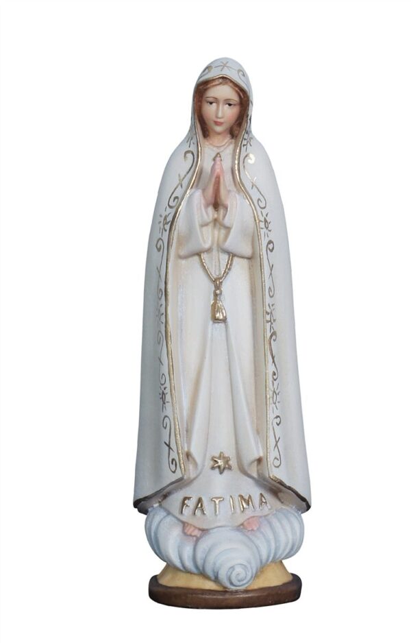 Statua Madonna di Fatima del Centenario in legno realizzata in Val Gardena