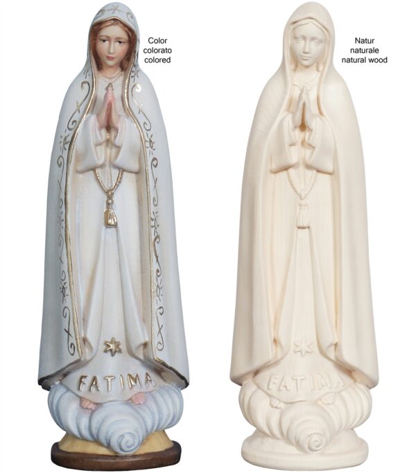 Statua Madonna di Fatima del Centenario in legno realizzata in Val Gardena