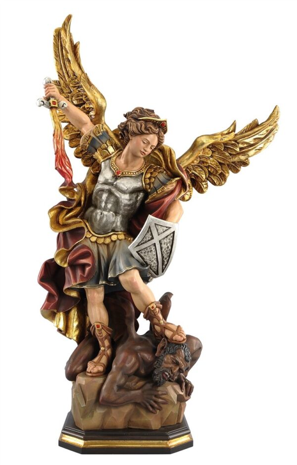Statue of St. Michael the Archangel in wood_ statua di San Michele arcangelo in legno