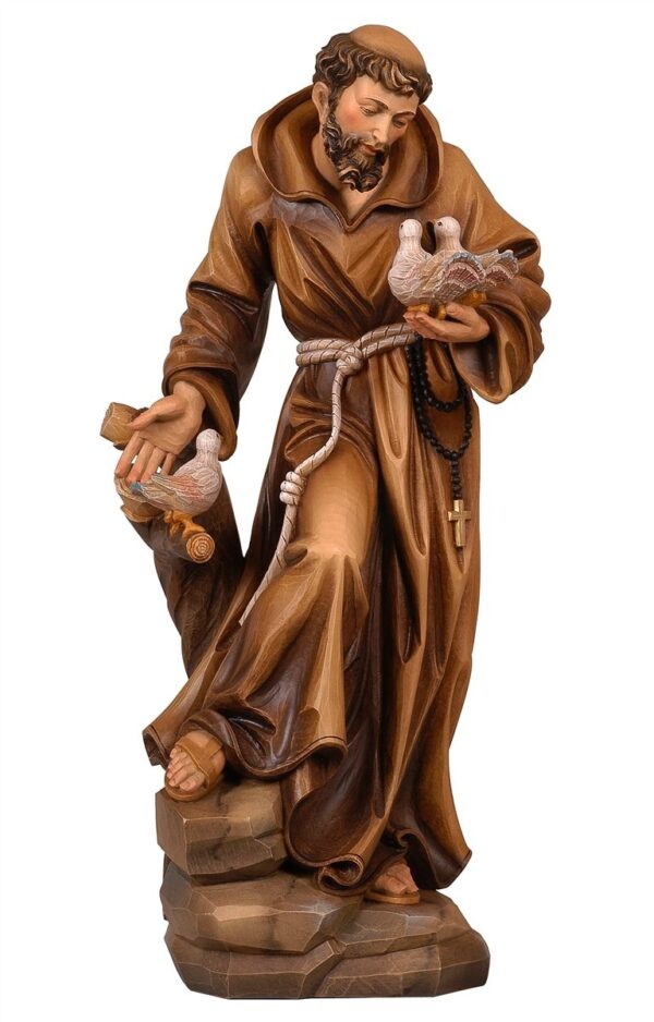 Val Gardena wood statue of St. Francis of Assisi