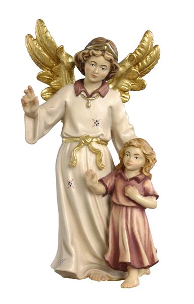 wooden Guardian Angel statue with little girl
