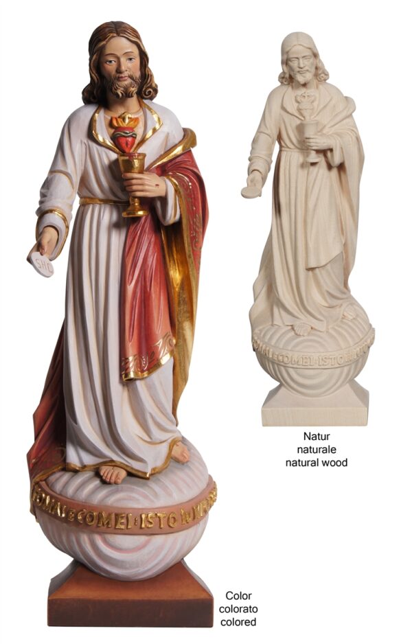Wooden statue of the Sacred Heart of Jesus made in Val Gardena