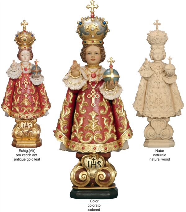 Infant of Prague wooden statue made in Val Gardena
