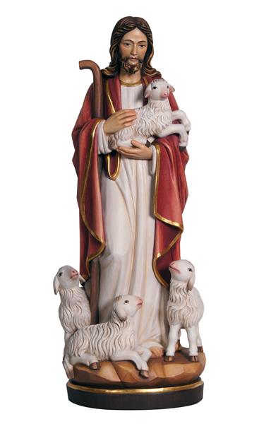 Statue of Jesus the Good Shepherd in wood