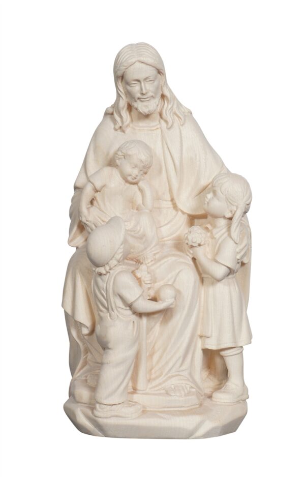 Statua di Gesù con i bambini in legno realizzato in Val Gardena