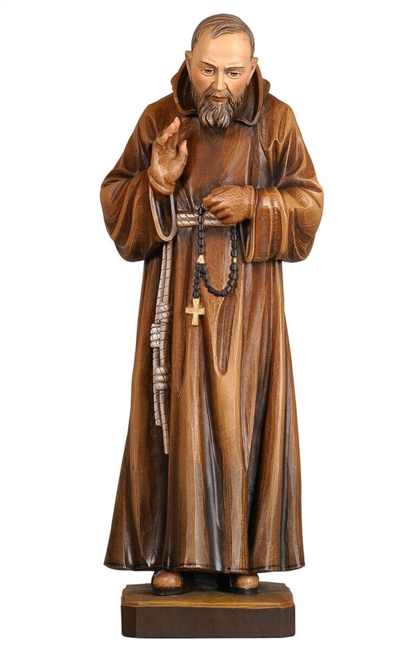 St. Padre Pio wooden statue from Val Gardena