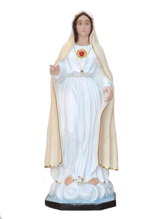 Statua Madonna di Fatima cm 180 (70,87'') in vetroresina con occhi di vetro