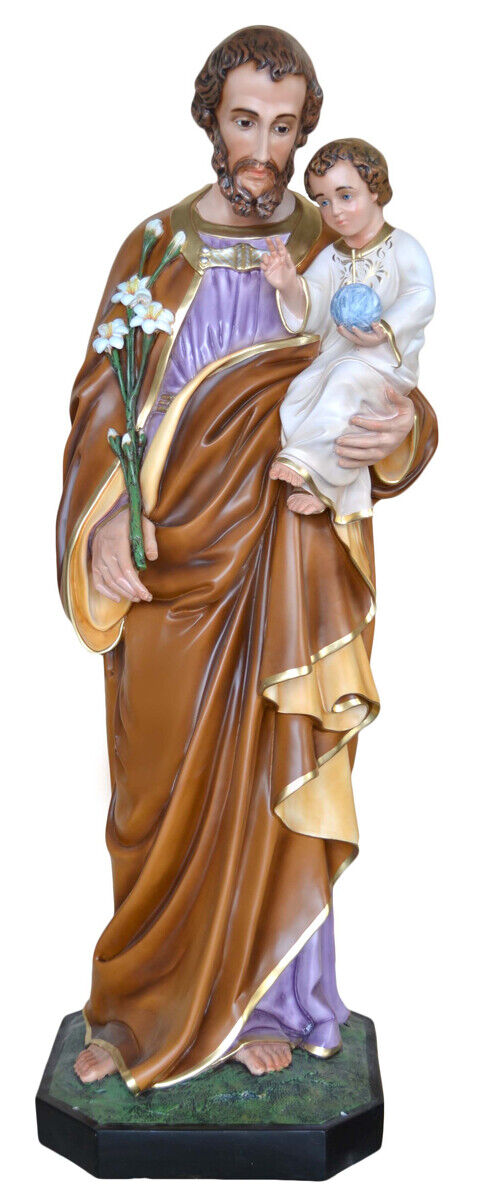 Statua di San Giuseppe cm 180 (70,86'') in vetroresina con occhi di vetro