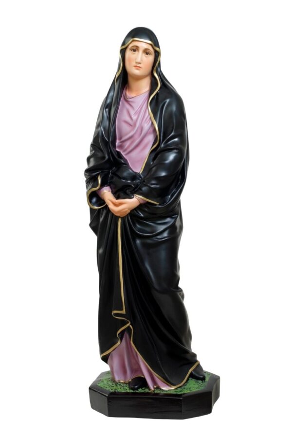 Statua della Madonna Addolorata cm 85 (33,46'') in resina con occhi dipinti