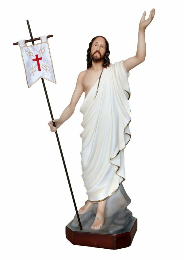 Statua Gesù Risorto cm 60 in resina con occhi di vetro