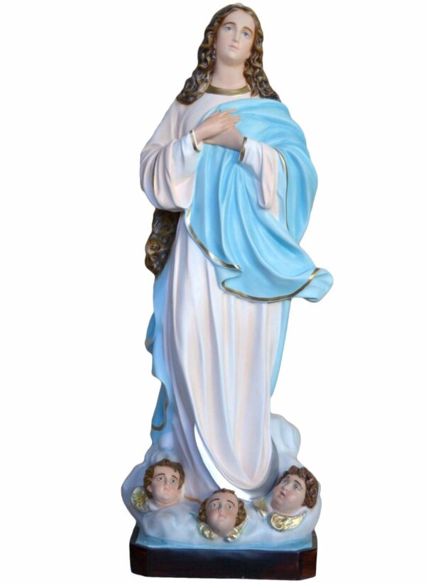 Statua Madonna Assunta del Murillo cm 155 (61,02'') vetroresina con occhi di vetro