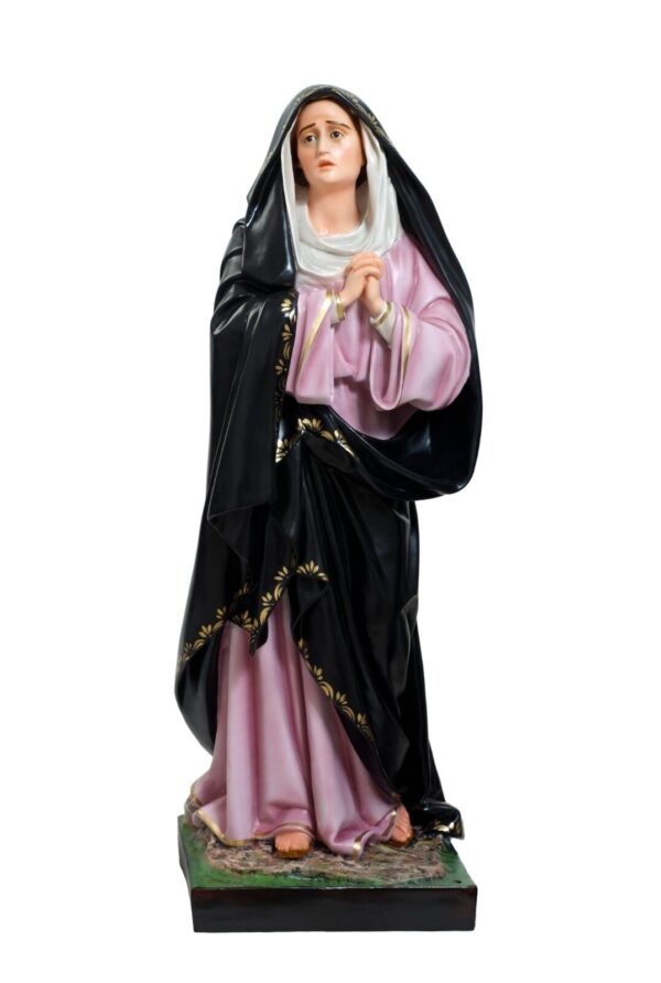 Statua della Madonna Addolorata cm 105 (41,34'') in resina vuota con occhi dipinti