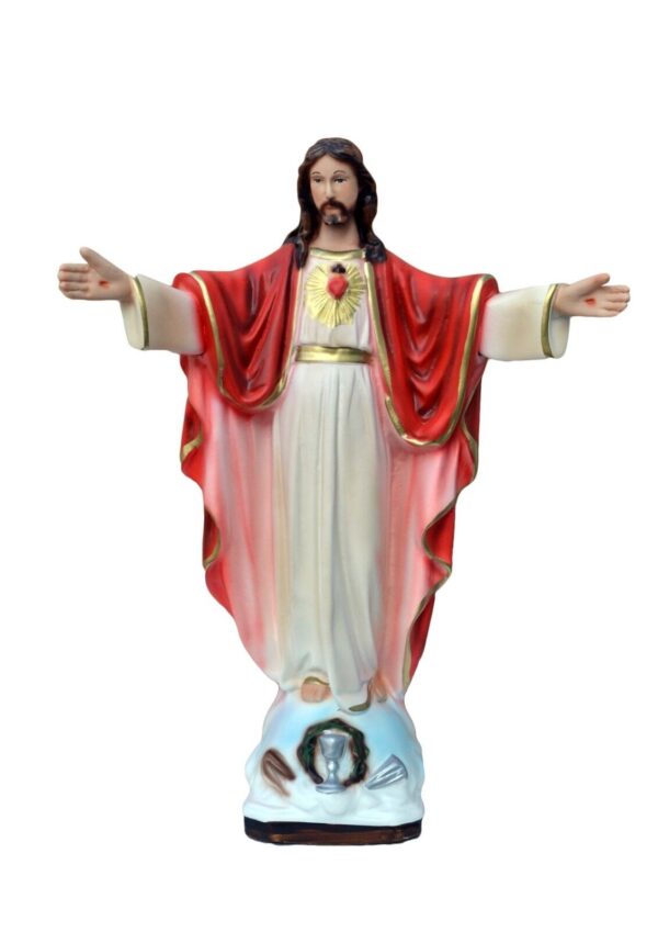 Statua Sacro Cuore di Gesù con braccia aperte cm. 30 in resina