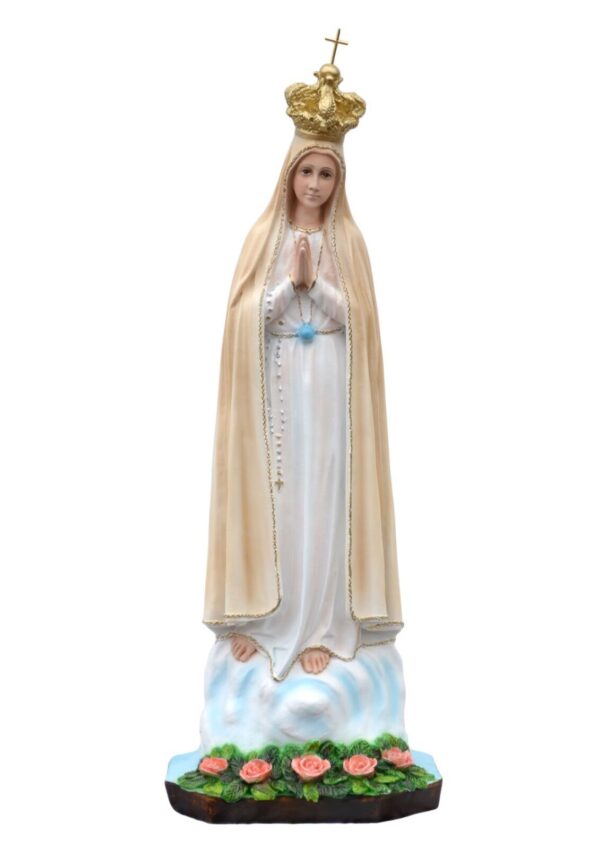 Statua Madonna di Fatima cm 65 (25,59'') in resina con occhi di vetro