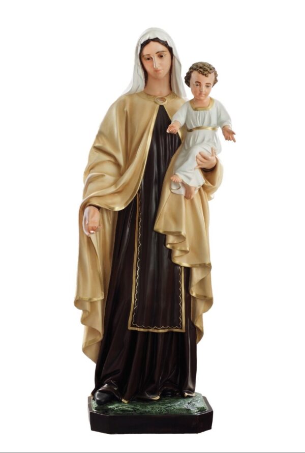 Statua Madonna del Carmine cm 160 (62,99'') in vetroresina con occhi dipinti adatta per chiese