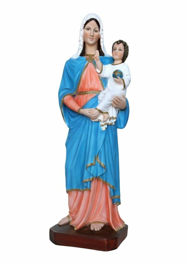 Statua Madonna con Gesù Bambino cm 65 (25,59'') in resina con occhi di vetro