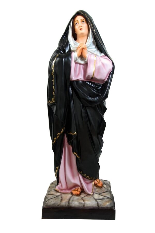 Statua della Madonna Addolorata cm 150 (59,05'') in vetroresina con occhi dipinti