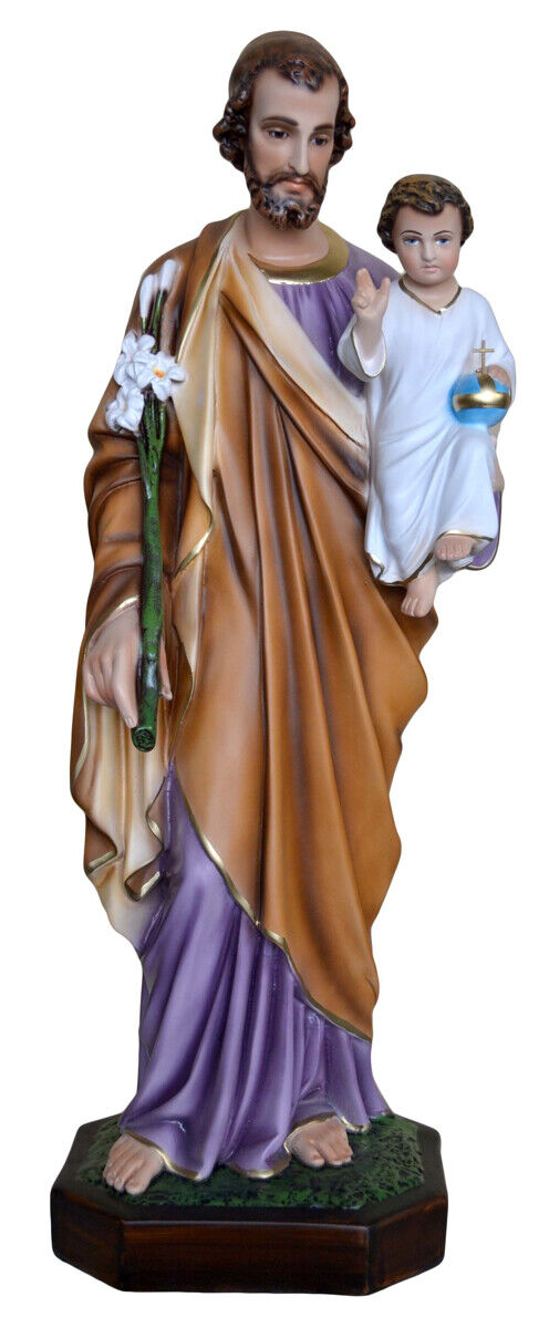 Statua San Giuseppe cm 85 (33,46'') in resina con occhi di vetro