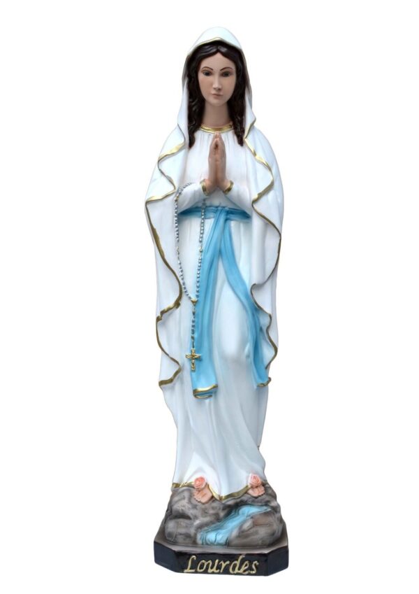 Statua Madonna di Lourdes cm 60 (23,62'') in resina vuota con occhi dipinti