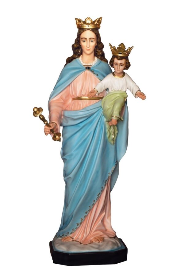 Statua Madonna Ausiliatrice cm 130 (51,18'') in vetroresina con occhi dipinti