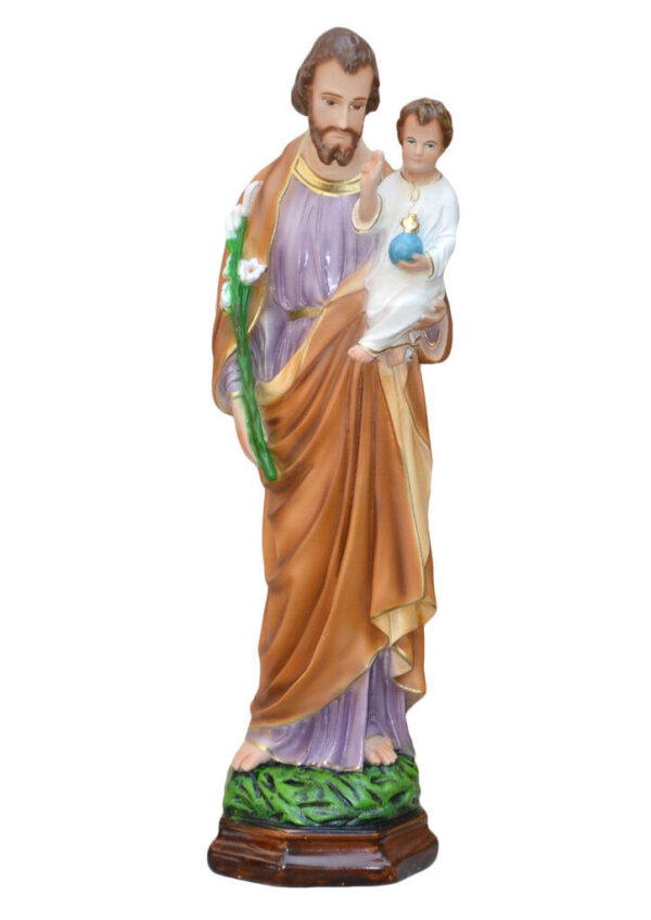 Statua di San Giuseppe cm 64 (25,20'') in resina con occhi di vetro