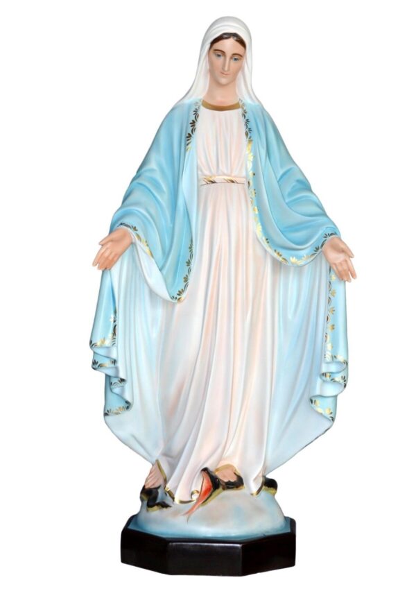 Statua Madonna Miracolosa cm 130 (51.18'') in vetroresina con occhi dipinti