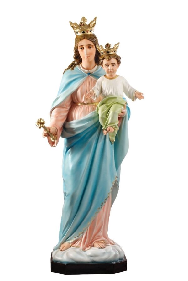 Statua Madonna Ausiliatrice cm 160 (63'') in vetroresina con occhi dipinti