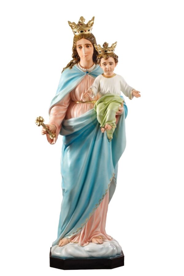 Statua Madonna Ausiliatrice cm 160 ( 63'') in vetroresina con occhi di vetro