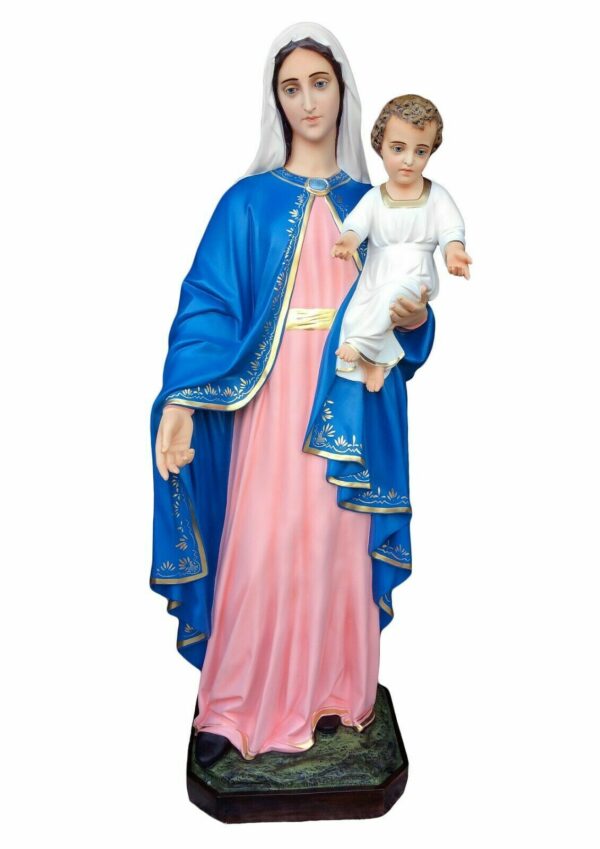 Statua Madonna con Gesù Bambino cm 160 (62,99'') in vetroresina con occhi dipinti