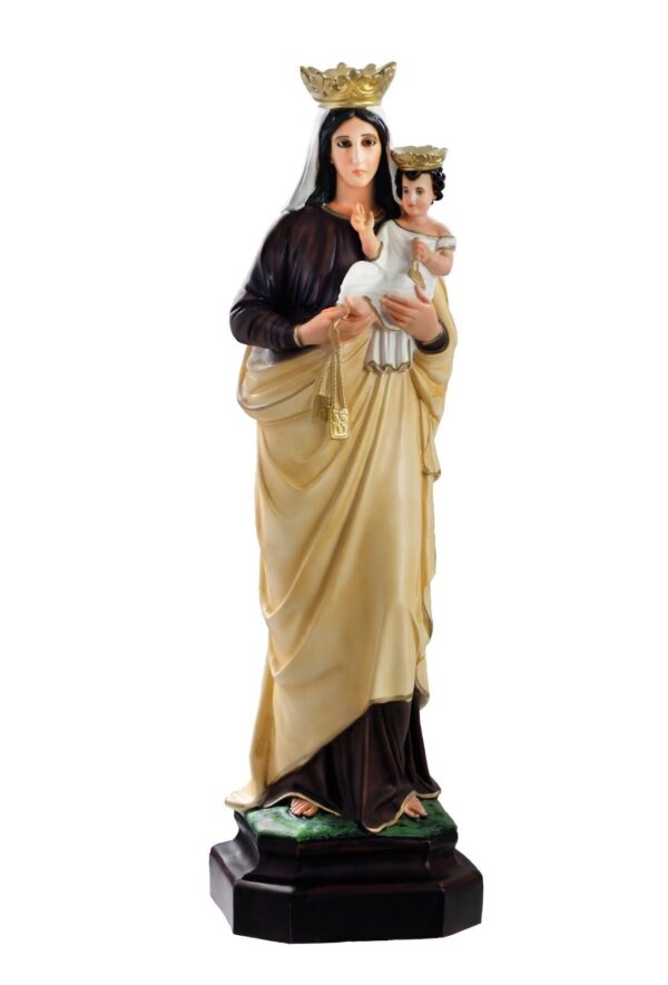 Statua Madonna del Carmine cm 80 (31,50'') in resina con occhi di vetro, adatta per chiese, parrocchie e ambienti interni ed esterni.