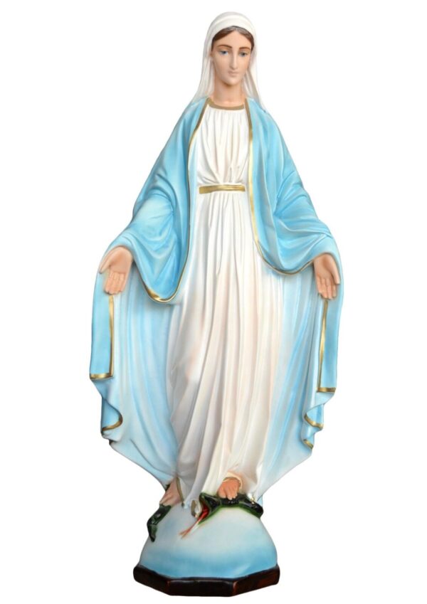 Statua Madonna Miracolosa cm 70 (27.56'') in resina con occhi di vetro