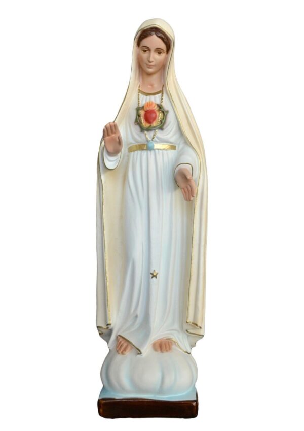 Statua Madonna di Fatima II apparizione cm 65 (25,59'') in resina con occhi dipinti