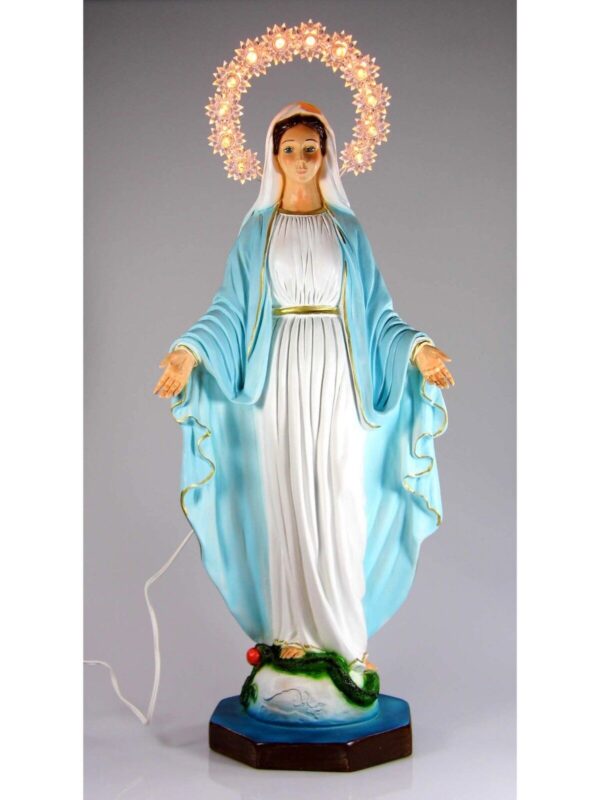 Statua Madonna Miracolosa o Immacolata cm 40 in resina con aureola luminosa