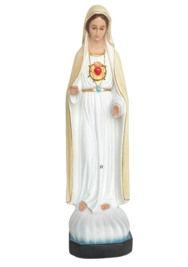 Statua Madonna di Fatima II apparizione cm 103 (40,55'') in resina con occhi dipinti