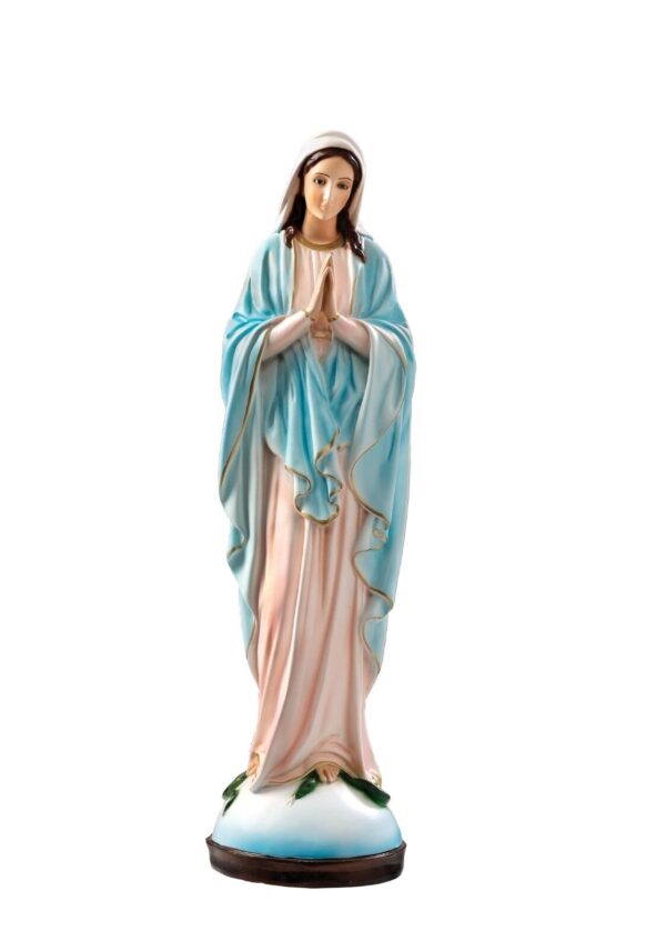 Statua della Madonna Miracolosa con mani giunte cm 60 (23,62'') in resina con occhi di vetro