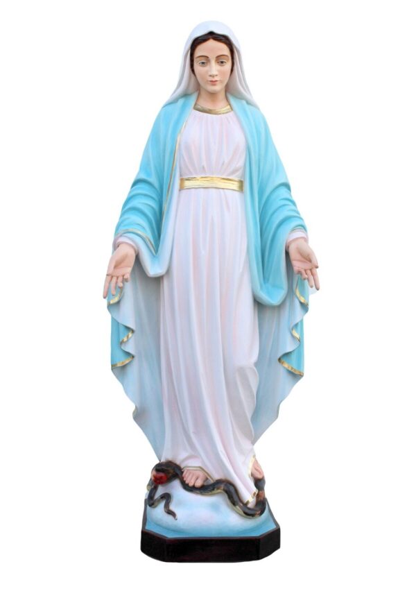 Statua Madonna Miracolosa cm 100 in resina con occhi di vetro