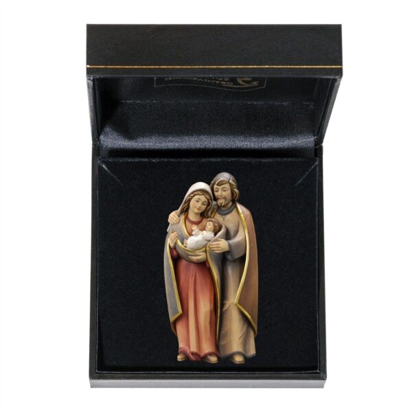 Sacra Famiglia in miniatura in legno alta cm 5 realizzata in Val Gardena