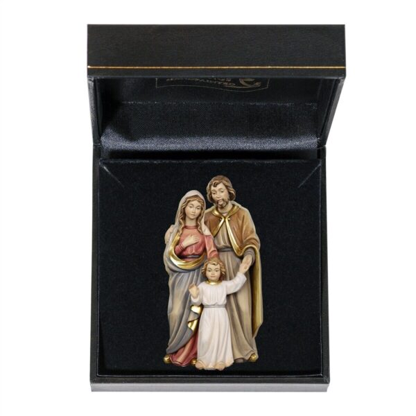 Sacra Famiglia in miniatura in legno alta cm 5,5 realizzata in Val Gardena