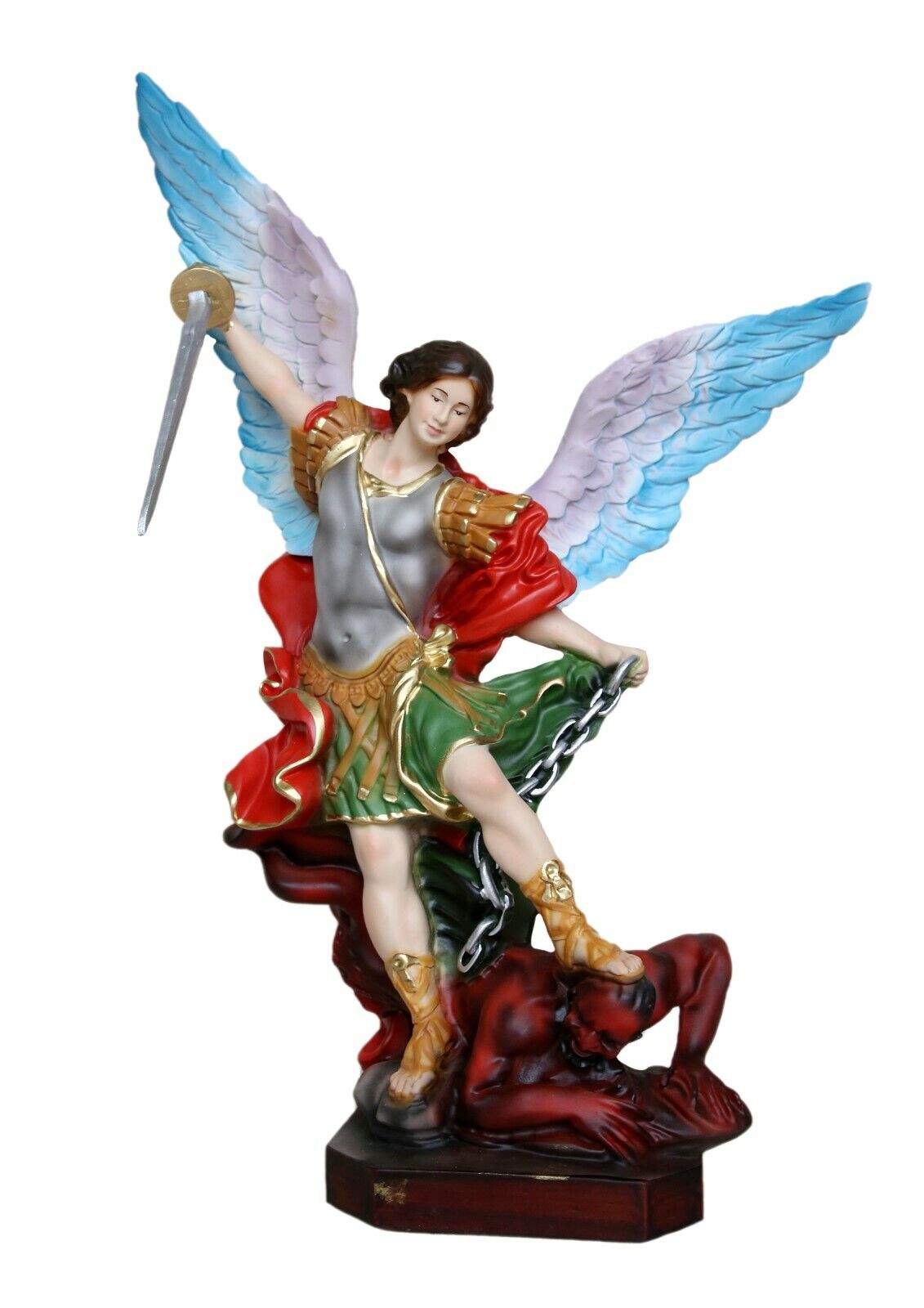 Statua San Michele Arcangelo cm 30 (11,81'') in resina - altezza cm 40 con  ali - Ovunque Proteggimi