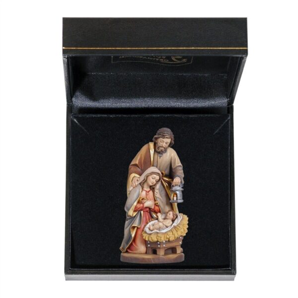 Small 4.5 cm miniature Nativity in wood made in Val Gardena