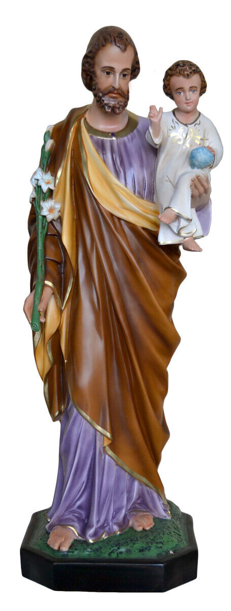 Statua di San Giuseppe cm 100 (39,37'') in resina con occhi dipinti
