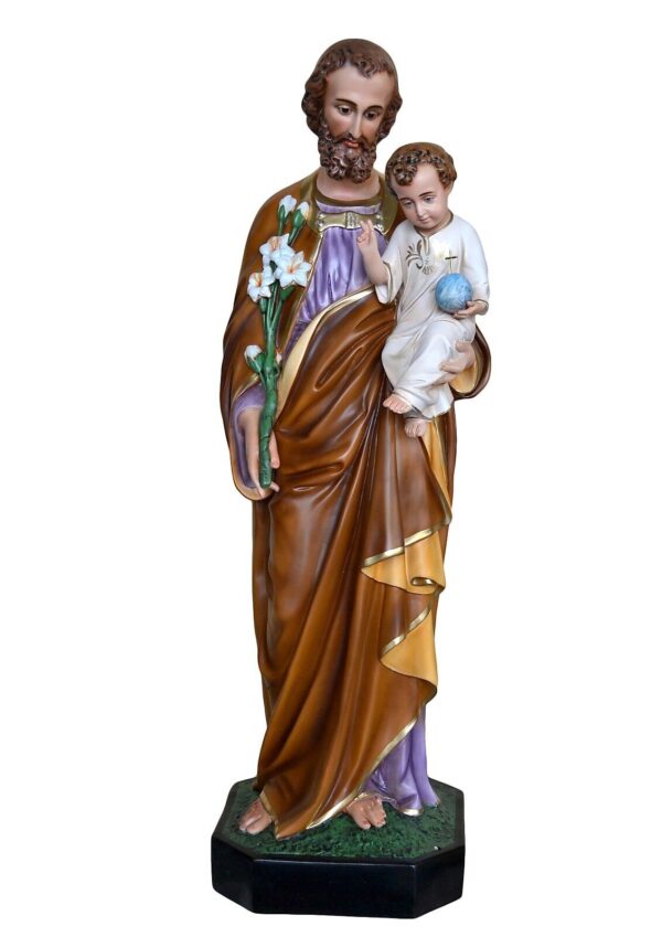 Statua San Giuseppe cm 130 (51,18'') in resina con occhi di vetro