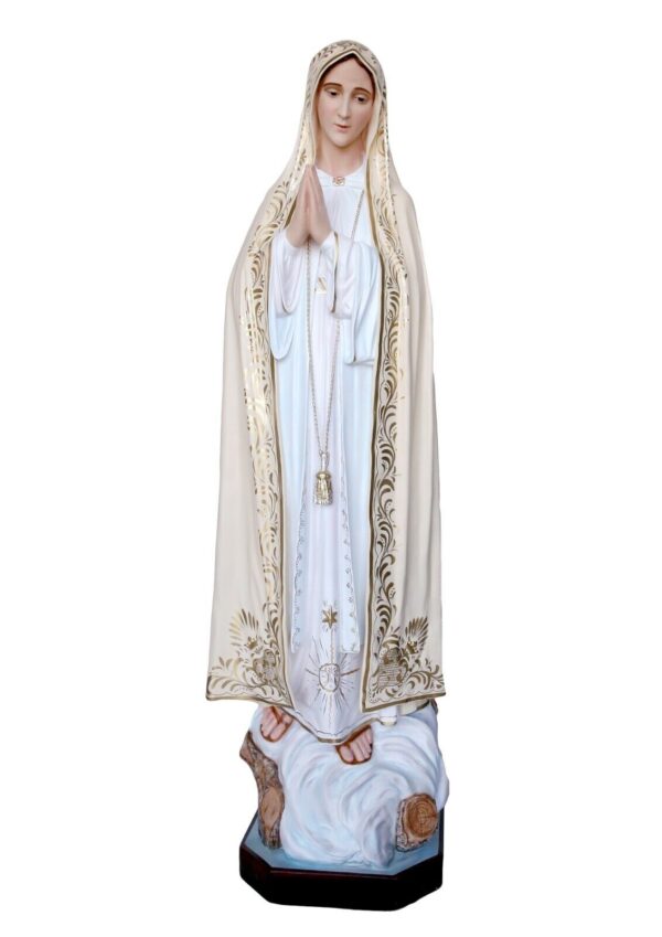 Statua Madonna di Fatima cm 160 (62,99'') in vetroresina con occhi dipinti