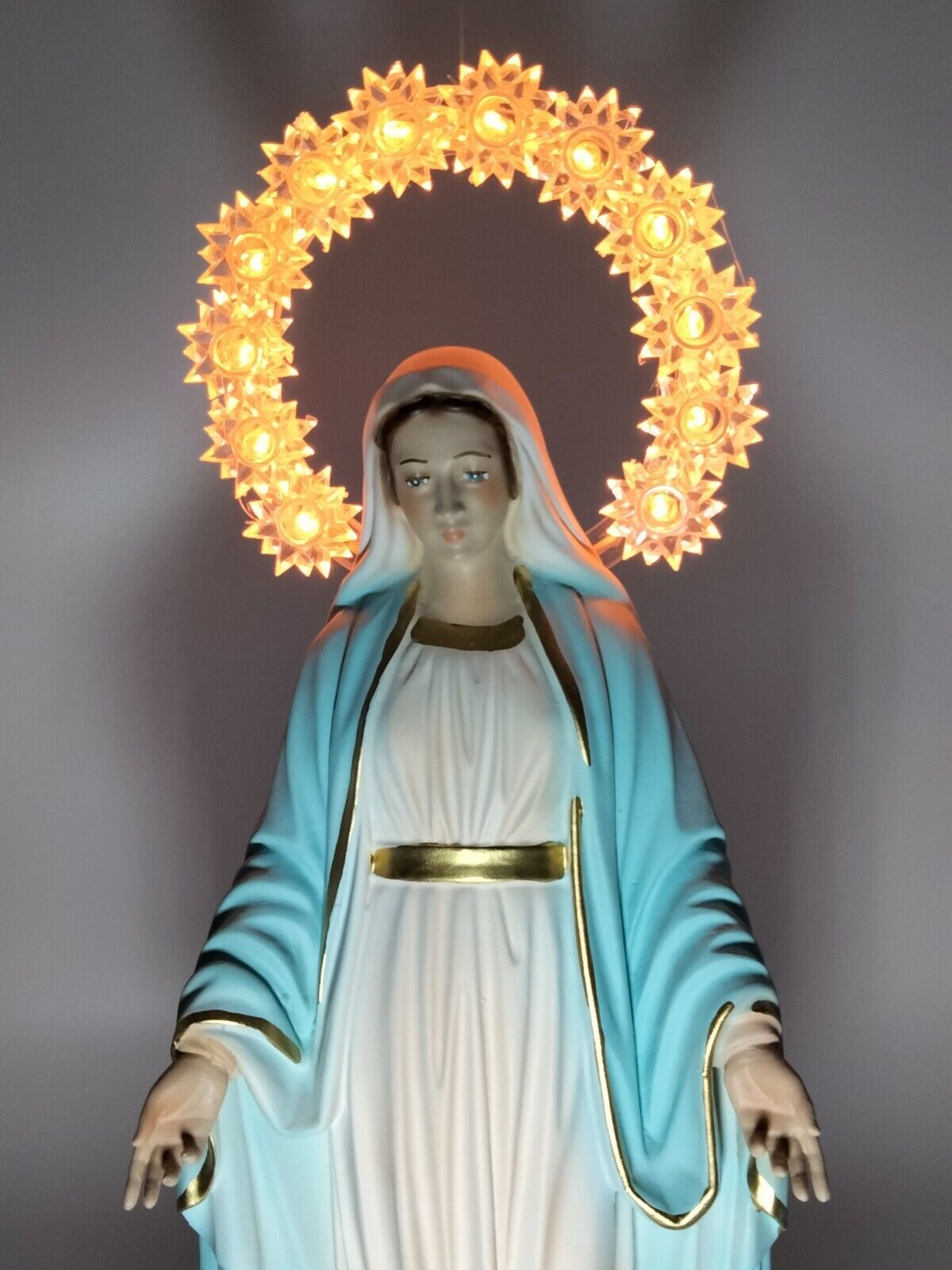 Statua Madonna Immacolata cm 30 in resina con aureola luminosa in  plexiglass - Ovunque Proteggimi