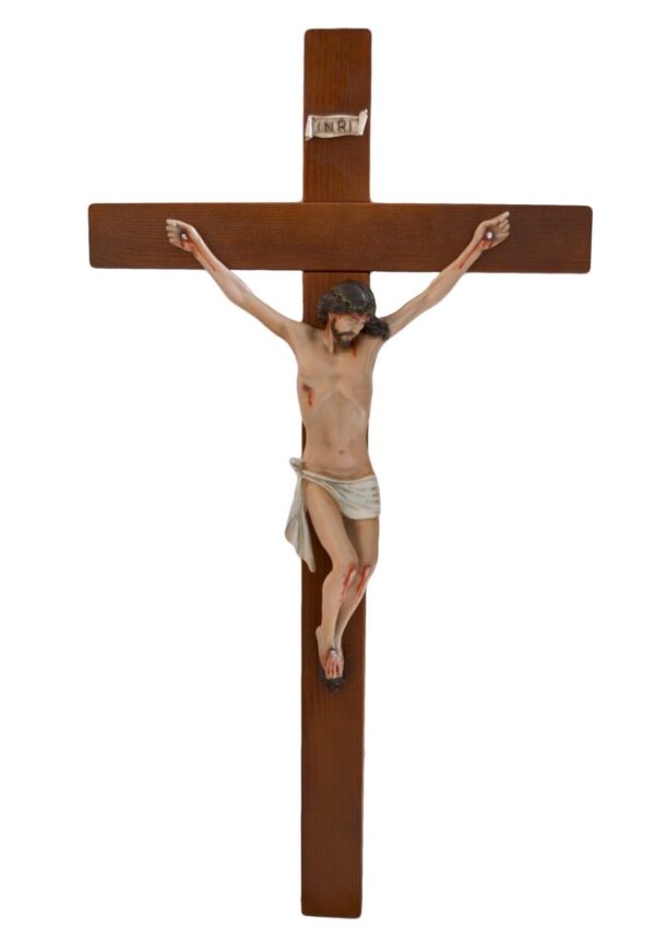 Crocifisso in legno cm. 80 x 43 con Corpo di Cristo in resina cm. 40