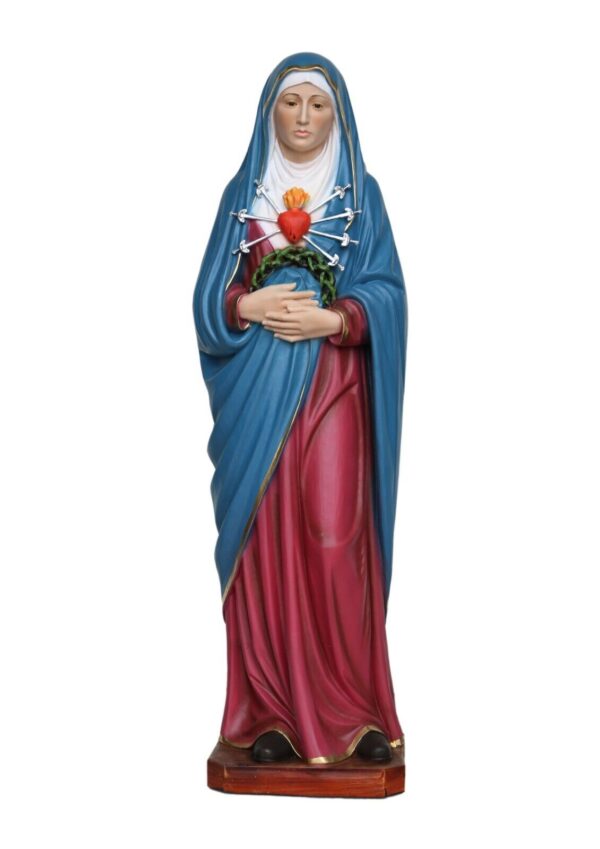 Statua Madonna Addolorata cm. 61 (24,01'') in resina con occhi dipinti