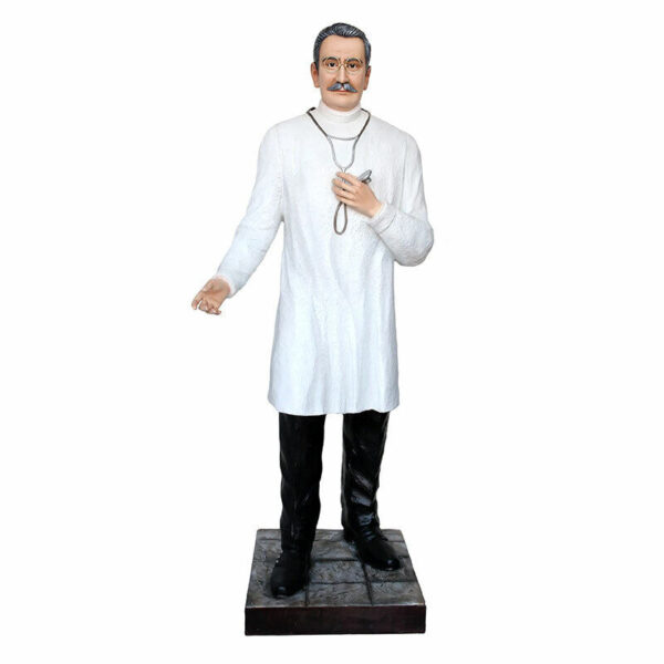 Statua San Giuseppe Moscati cm 190 (74,80'') in vetroresina con occhi di vetro