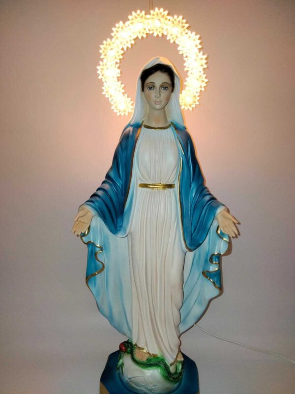 Statua Madonna Miracolosa in resina alta cm 40 (15,75'') con aureola luminosa
