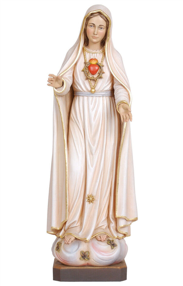 Statua Cuore Immacolato di Maria in legno realizzata in Val Gardena