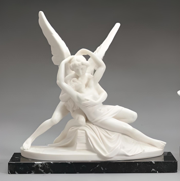 Love and Psyche sculpture made of white marble powder